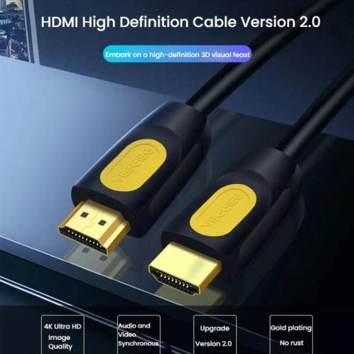 Câble HDMI 2.0 HD VegGieg HHI 4K 60 Hz pour télévision, moniteur, projecteur, câble de connexion vidéo, longueur : 12 m SV36081640-013
